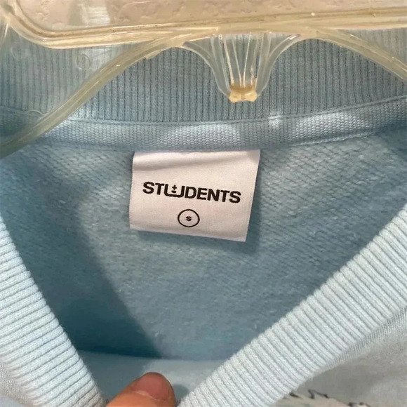STUDENTS Eagle Graphic Crewneck Sweatshirt Unisex Light Blue oversized S - Picture 3 of 4